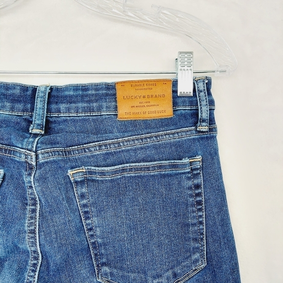 Lucky Brand Blue Denim Cotton Fried Hem Slim Light Wash Jeans P685 - Picture 5 of 11